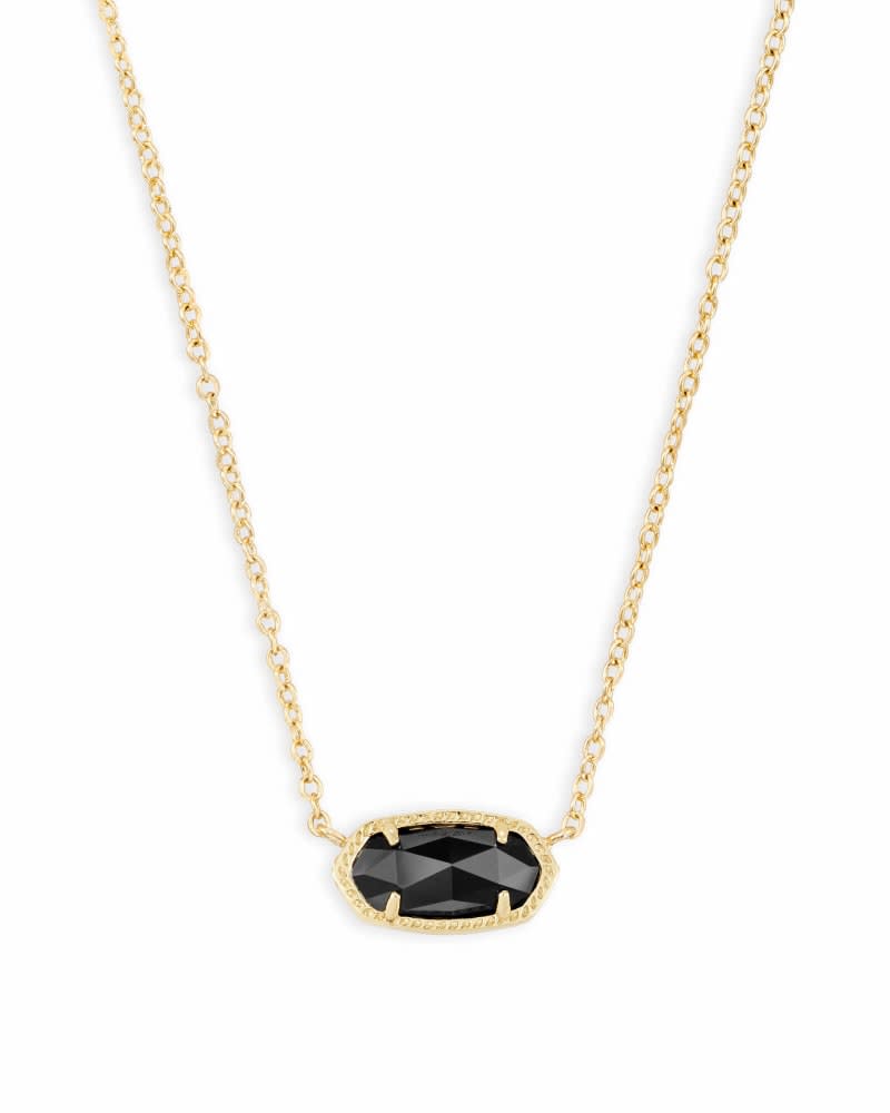 Elisa Short Pendant Necklace in silver-toned metal with a small rectangular pendant on an adjustable chain.