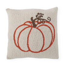 20 Inch Cream Cotton Knit Orange Pumpkin Pillow