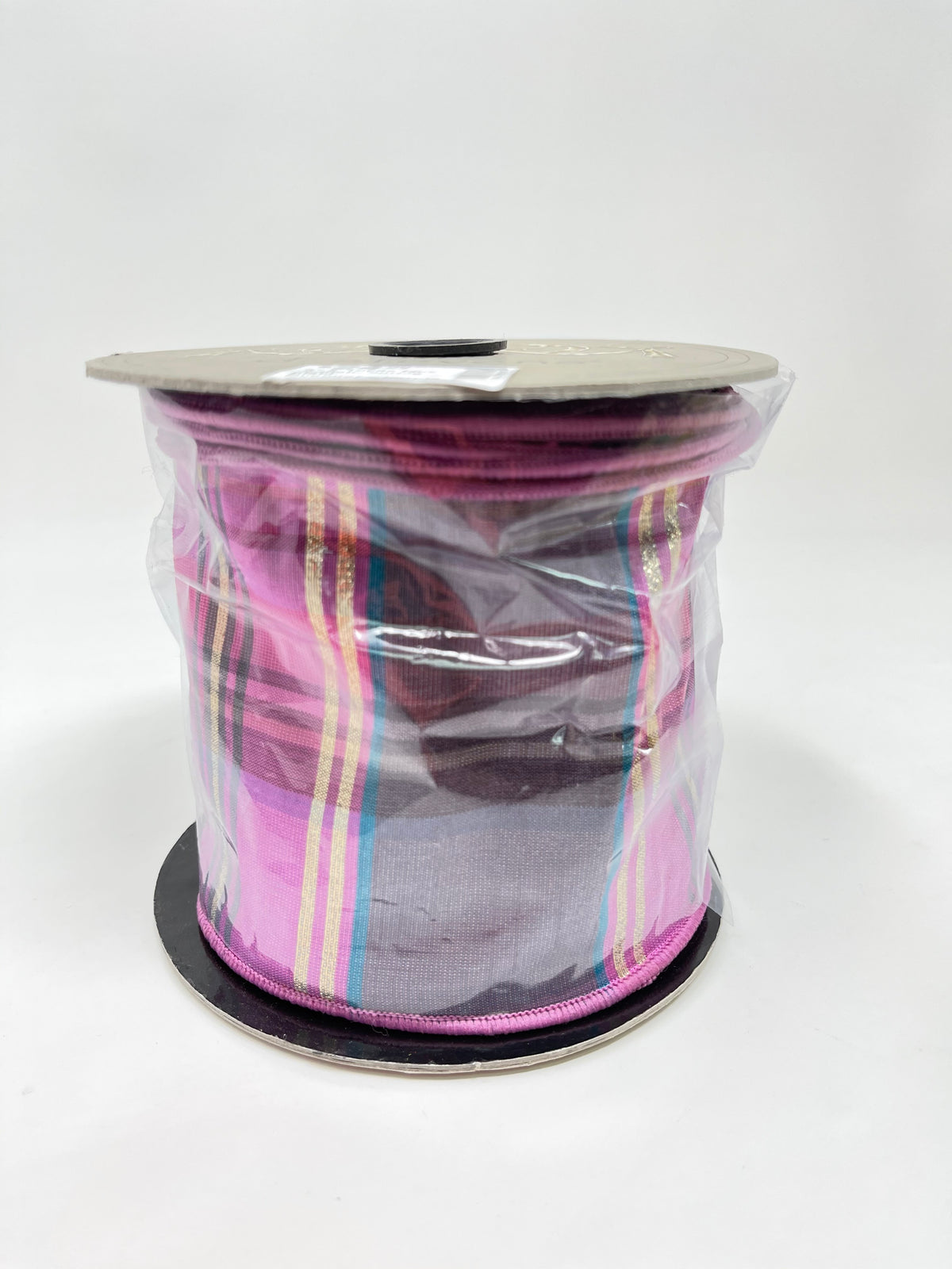 Lavender-purple faux dupion fabric with a spring plaid pattern