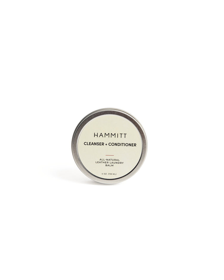 Hammitt All-Natural Leather Laundry Balm cleanser and conditioner in a 4 oz. metal tin.