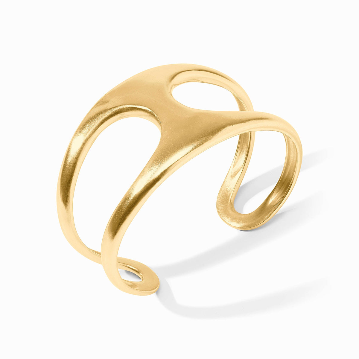 Laguna Statement Cuff bracelet in polished gold-tone metal with a wide rectangular silhouette.