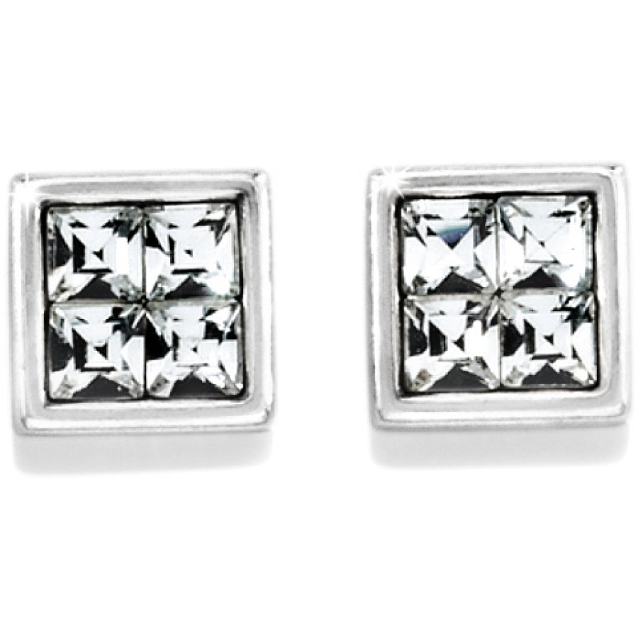 Silver plated mini post earrings featuring fine quality crystal stones.
