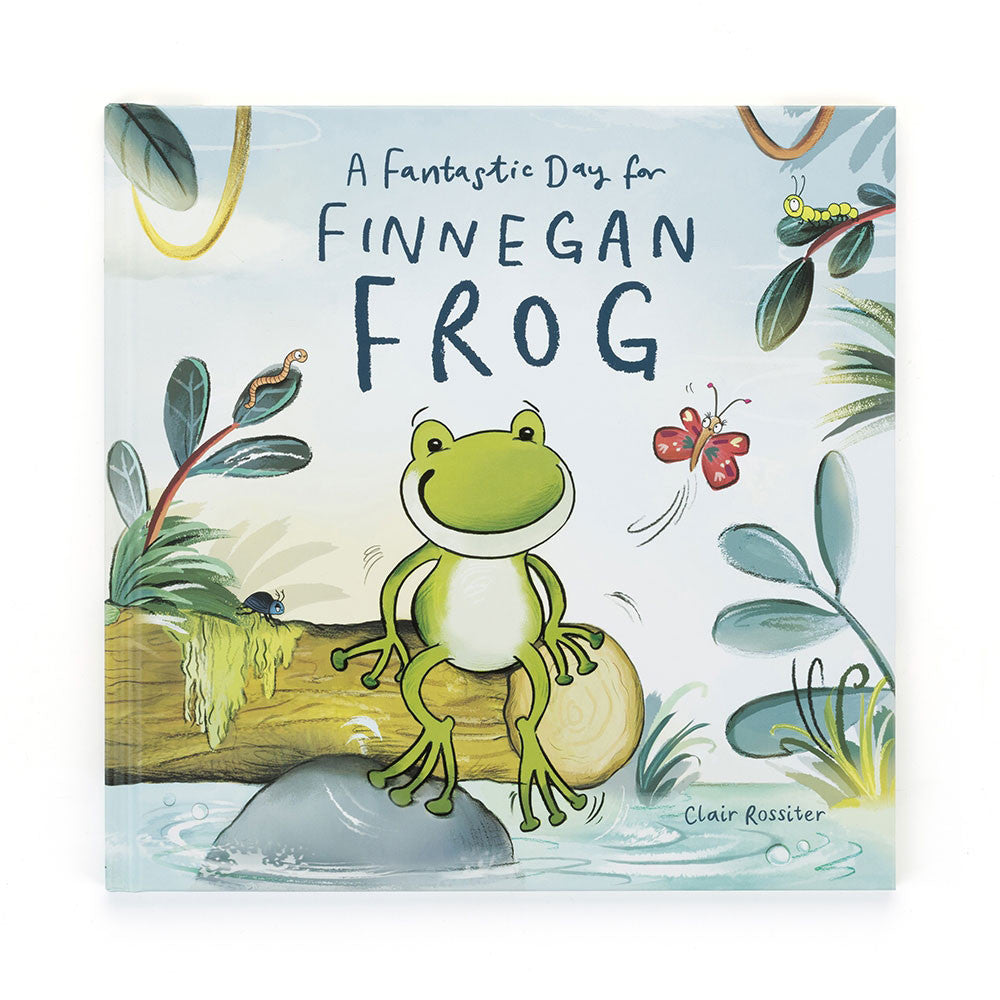 Front cover of A Fantastic Day for Finnegan Frog book by Clair Rossiter featuring a green frog.