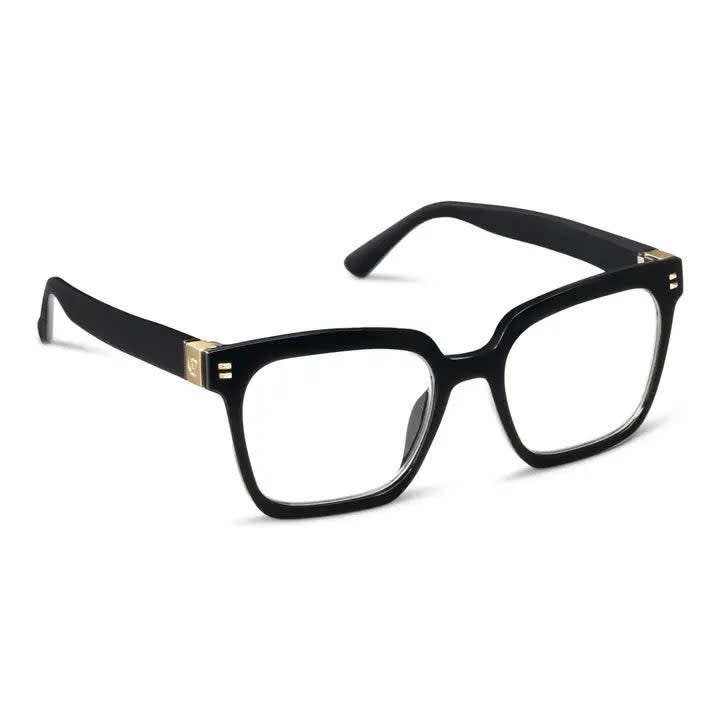 Montage eyeglasses with square recycled polycarbonate frames in blue light focus lenses