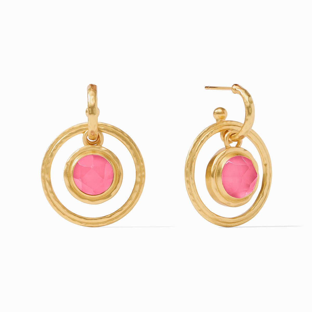Astor 6-in-1 charm earring with gold plate finish, imported glass stones, and CZ accents on a pierced ear post.