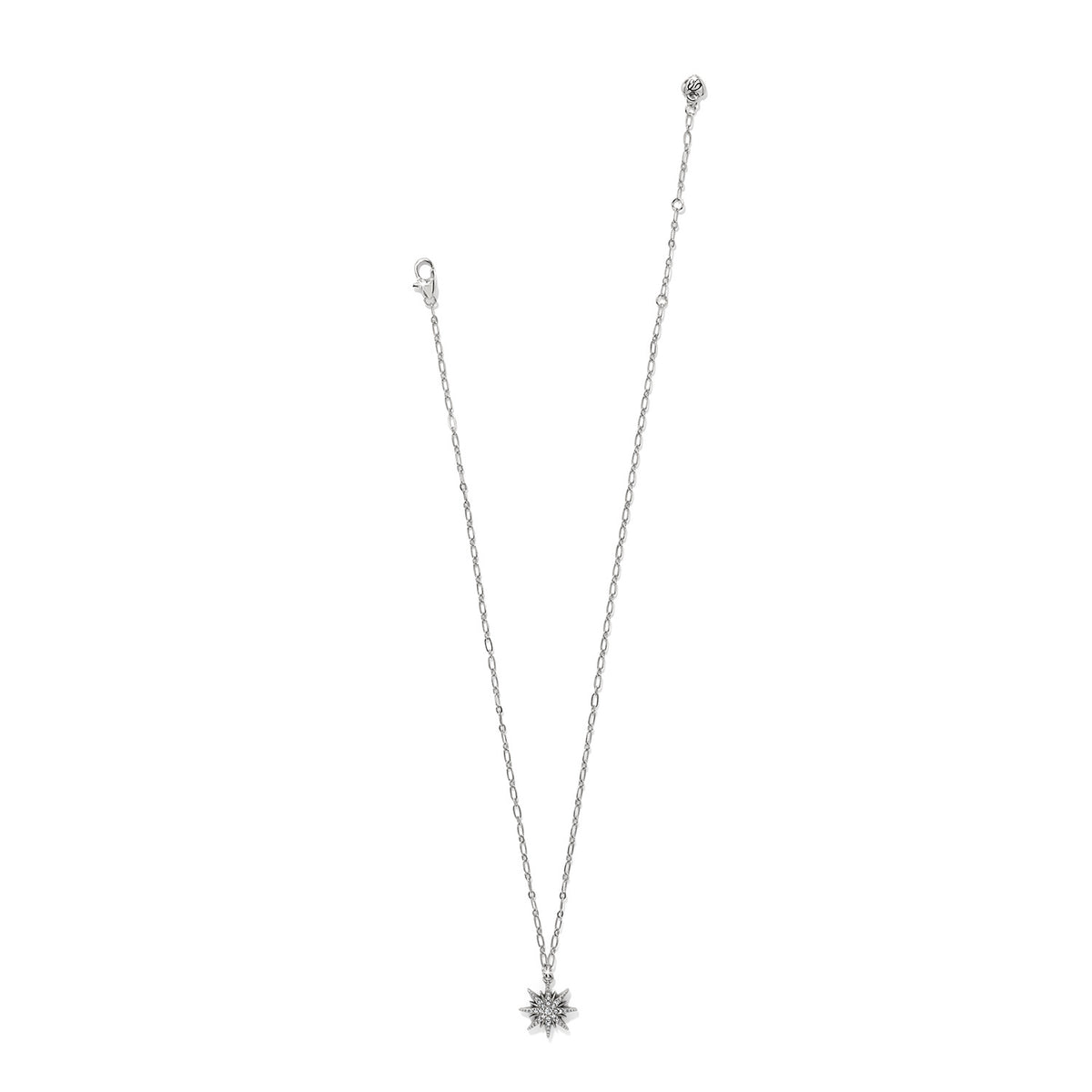 Radiant Star Short Necklace in silver with a crystal-studded star pendant and lobster claw closure.