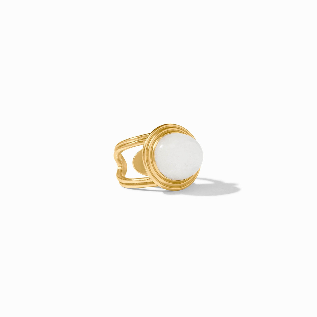 Adjustable Portofino statement ring with jade stone set in gold-plated metal.