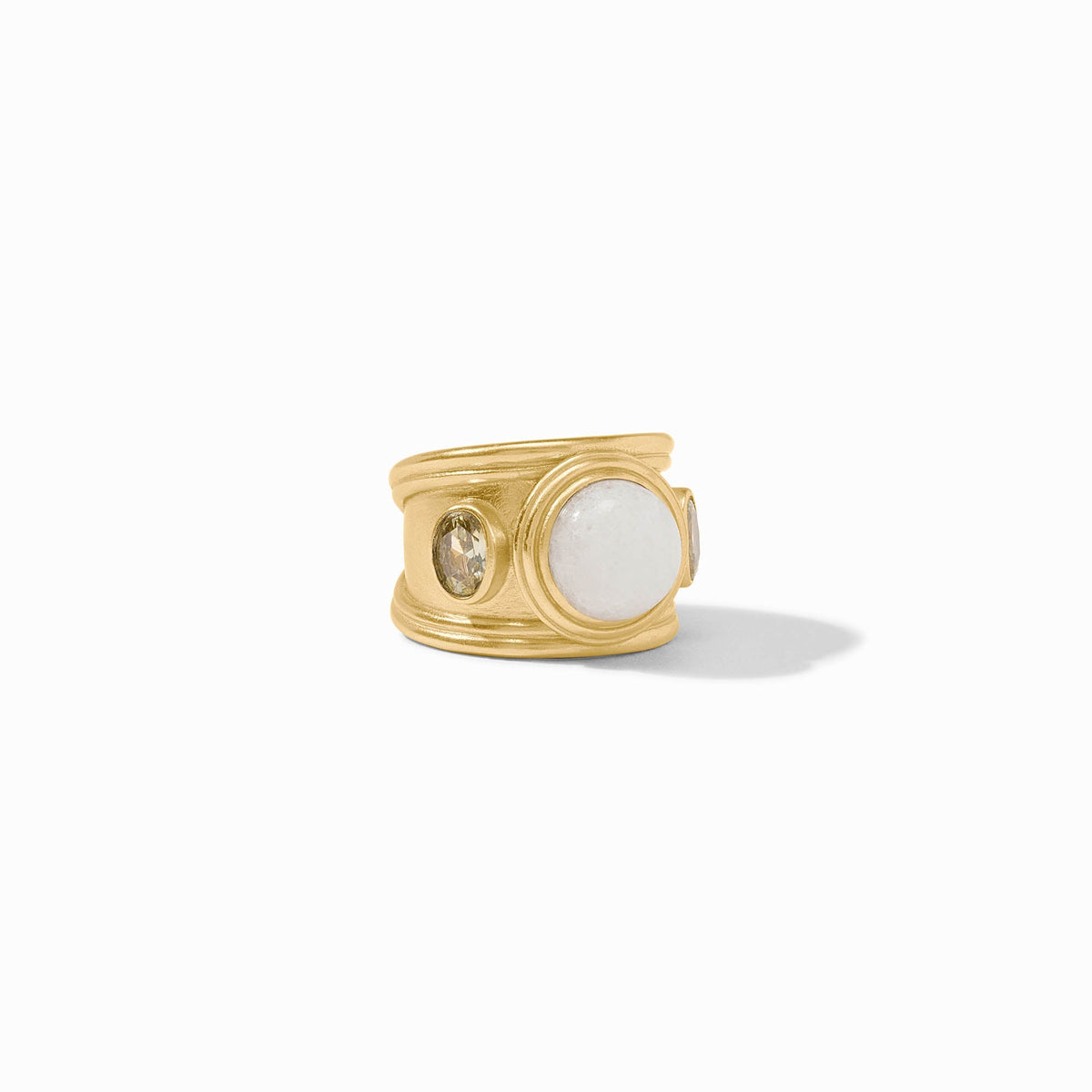 Adjustable Portofino stone ring with jade centerstone in gold-tone finish.
