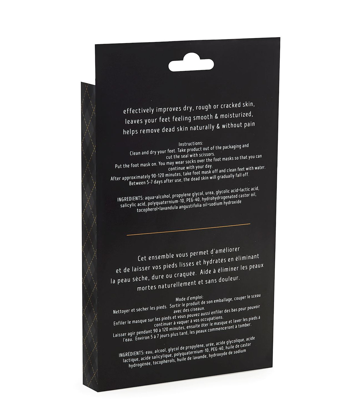 Men's Foot Peel Duo packaging showing two foot mask strips with adhesive straps.