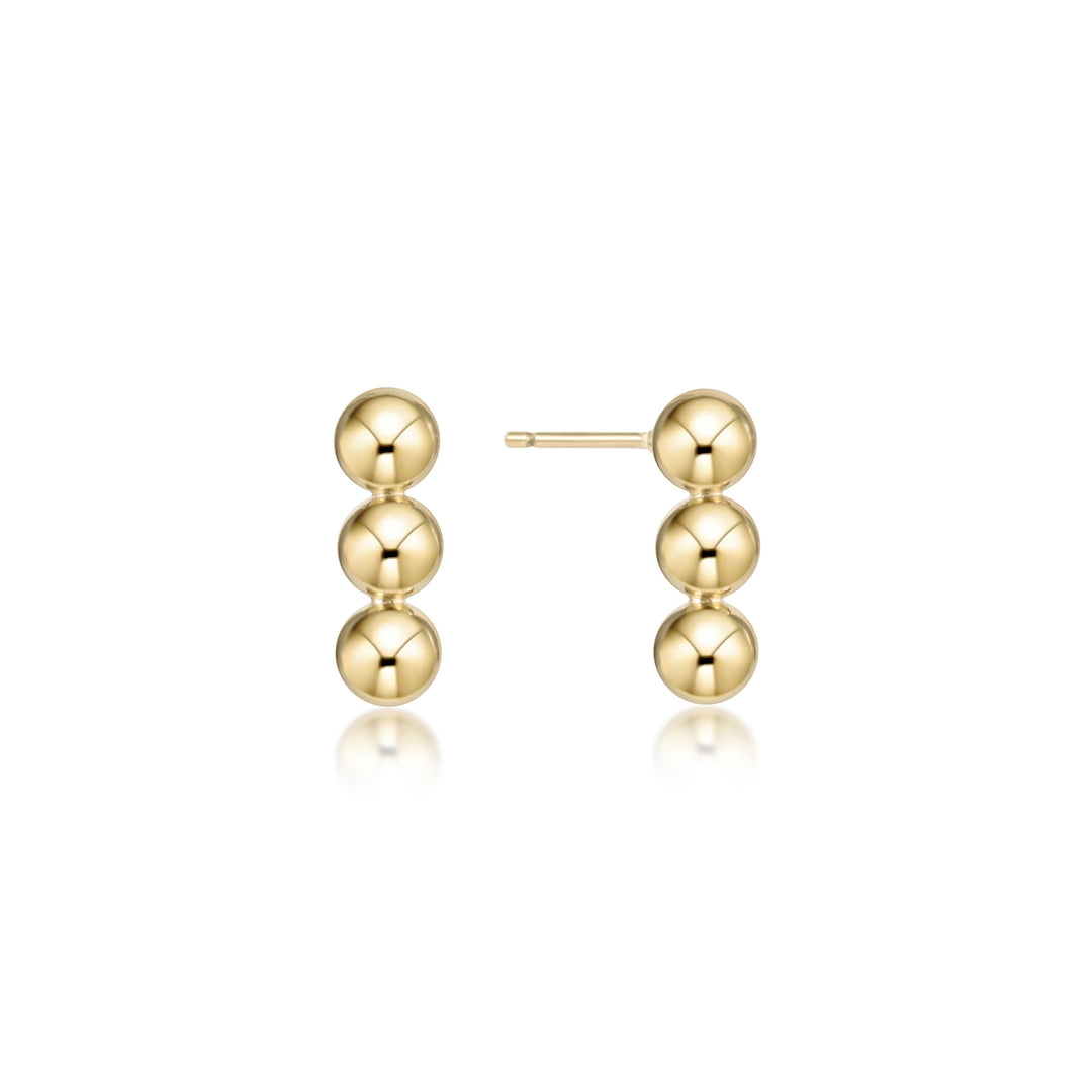Pair of Joy Stud earrings featuring three stacked 6mm 14kt gold-filled beads on each post.