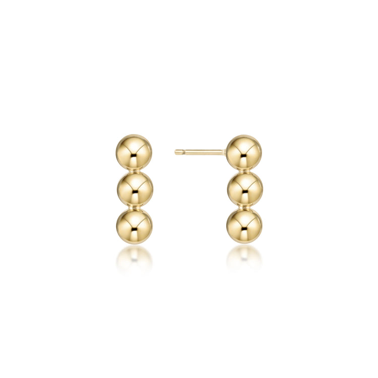 Pair of Joy Stud earrings featuring three stacked 6mm 14kt gold-filled beads on each post.
