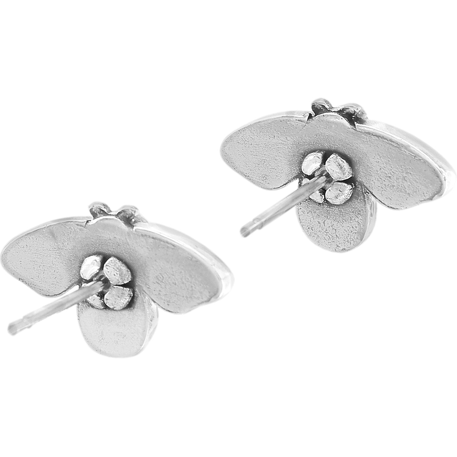 Silver-plated mini post earrings featuring multi-colored enamel crystals in a compact silhouette.
