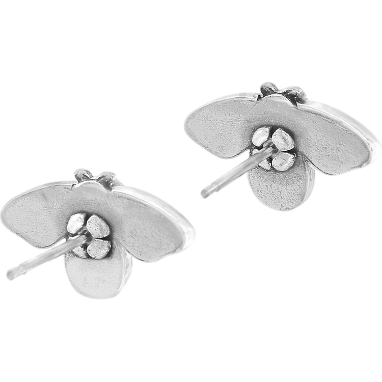 Silver-plated mini post earrings featuring multi-colored enamel crystals in a compact silhouette.