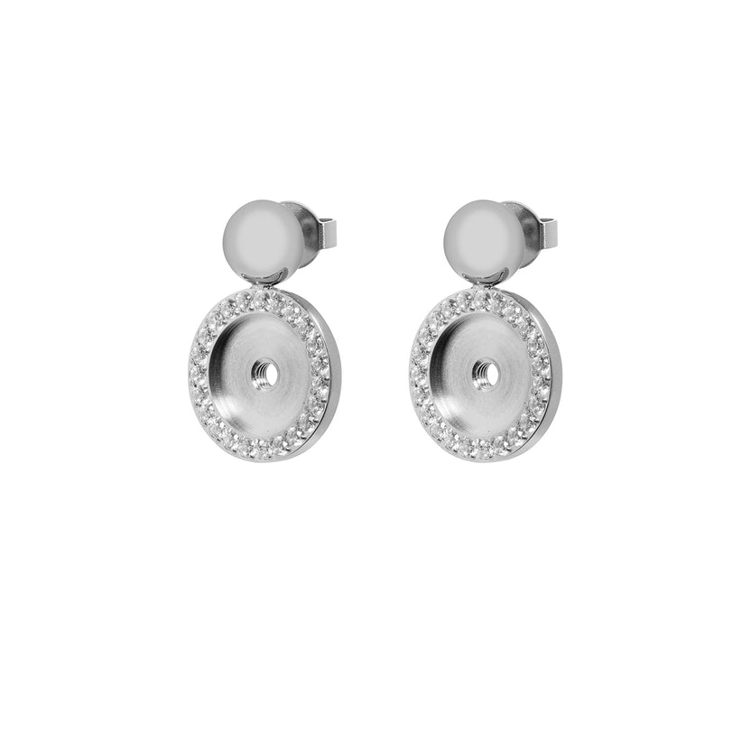 Silver Portofino Base Earring with a smooth circular disc measuring 15mm in diameter.