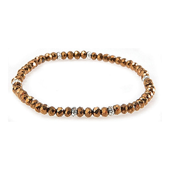Silver crystal mini bracelet with stacked link design