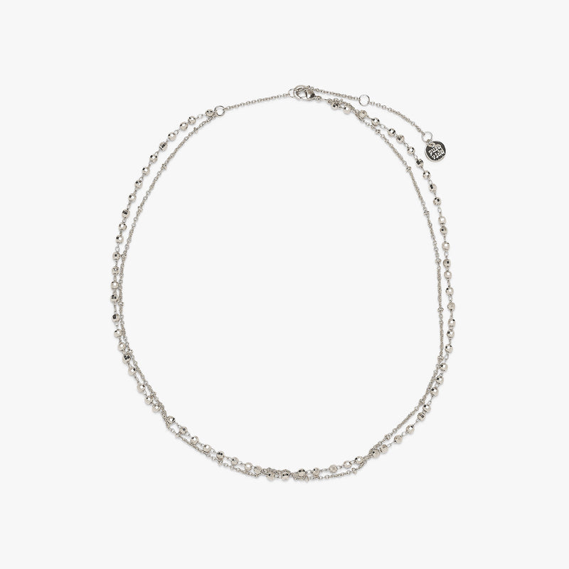 Orbit Choker in silver featuring a double-layered chain with small metallic beads.