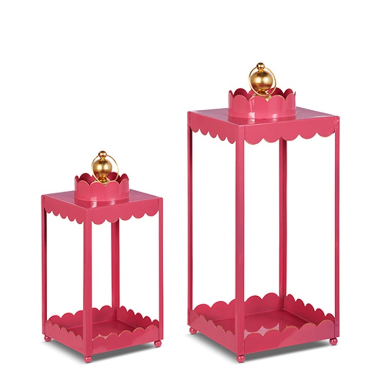 Pink lantern made of iron with a decorative silhouette