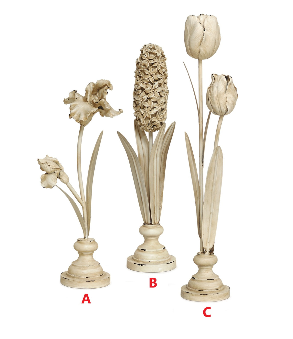 Resin standing flower sculpture with a natural organic silhouette in earthy tones.