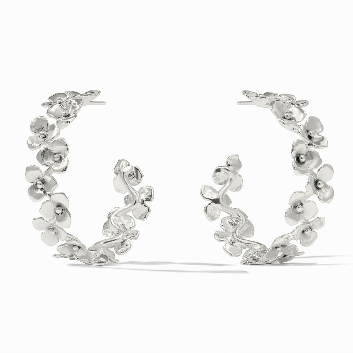 Julie Vos silver-plated hoop earrings in small size with pierced ear posts.