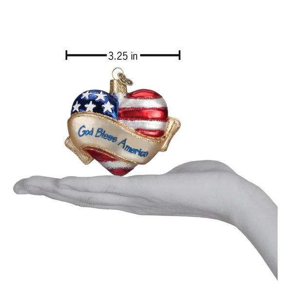 God Bless America Heart Ornament