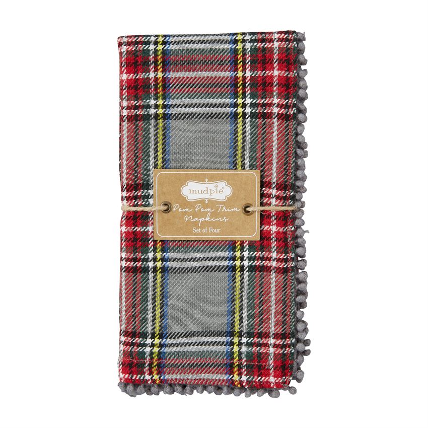 Tartan Pom Trim Napkin