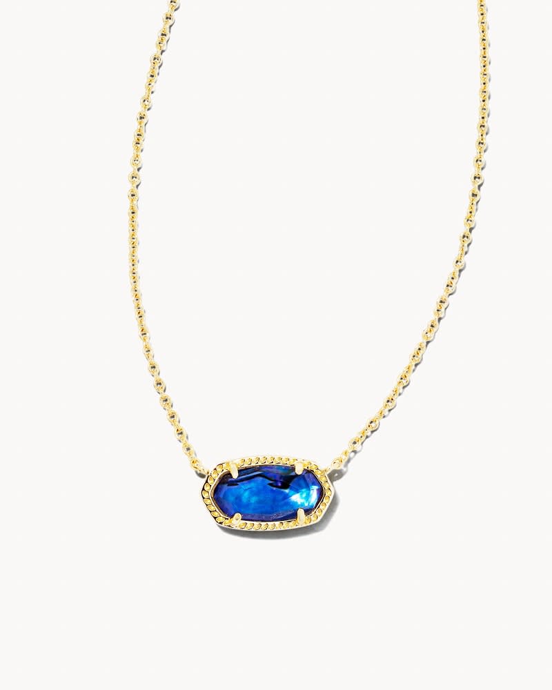 Elisa Short Pendant Necklace in gold-tone metal featuring a small rectangular pendant on an adjustable chain.