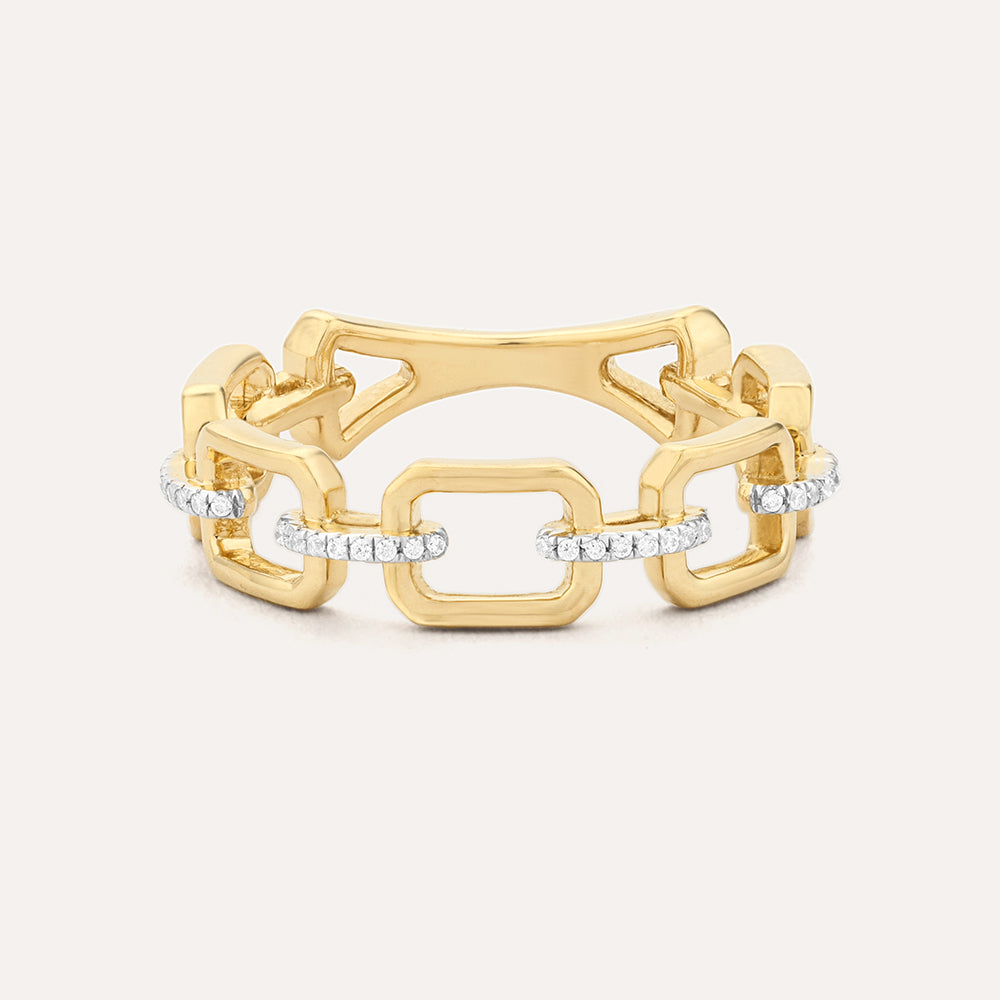 Stackable ring with diamond link detail in gold-plated sterling silver