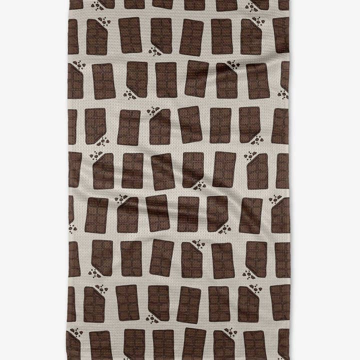Recycled polyester waffle weave tea towel with single-sided print