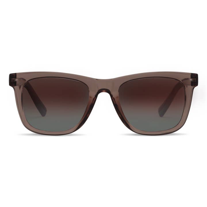 Harbor Bifocal Sun sunglasses with polycarbonate frames in warm gray featuring amber gradient polarized lenses and spring hinges.