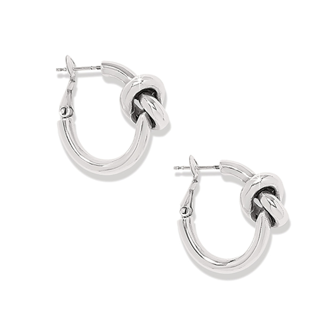 Interlok Single Knot Silver Hoop Earrings