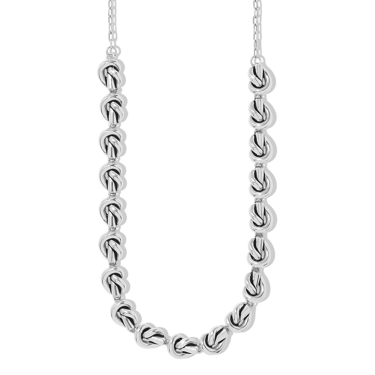Silver plated single knot collar necklace with lobster claw closure