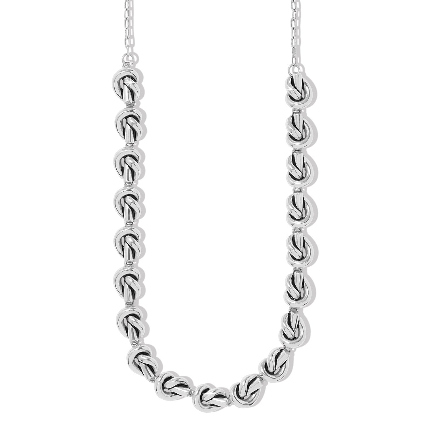 Silver plated single knot collar necklace with lobster claw closure