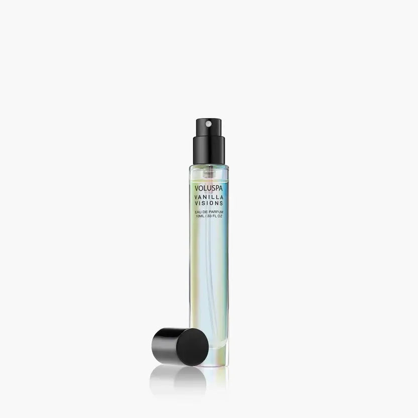 Bottle of Vanilla Visions 10ml Eau De Parfum with sugared vanilla and amber notes.