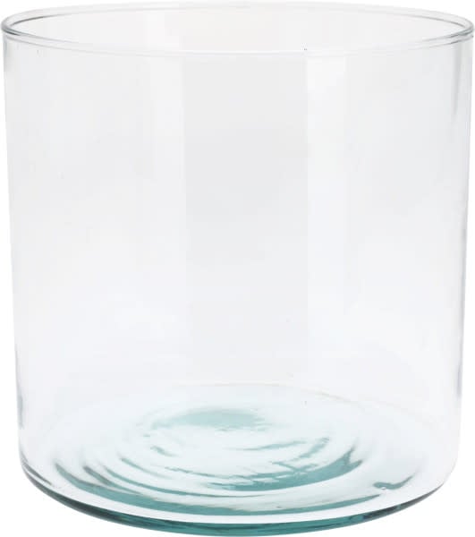 Small glass vase with a cylindrical shape in clear color.