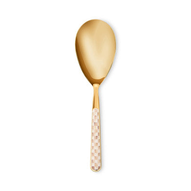 Check Bistro serving spoon made of stainless steel with a long handle.