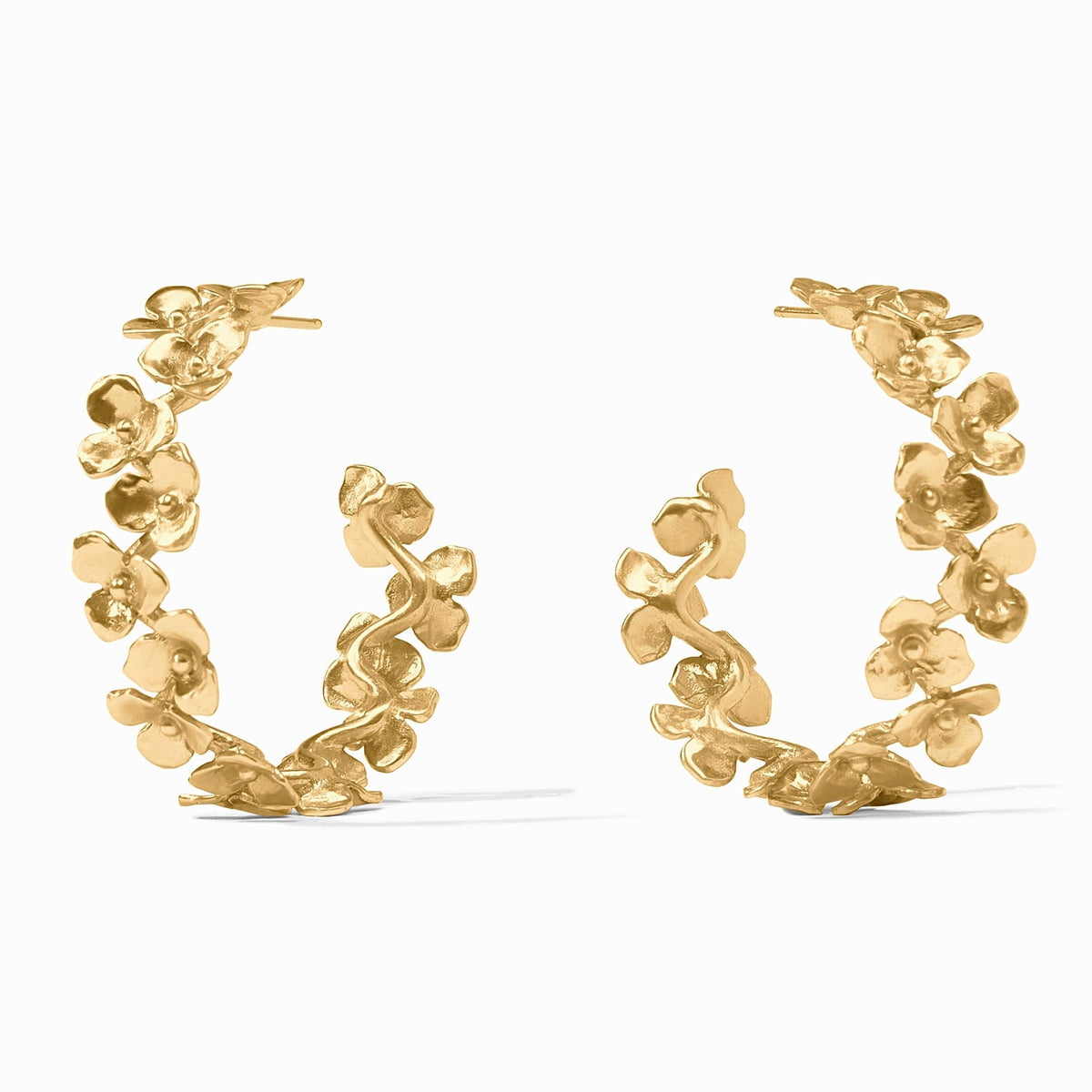 Medium-sized Bloom hoop earring in 24K gold plate with a smooth circular silhouette.