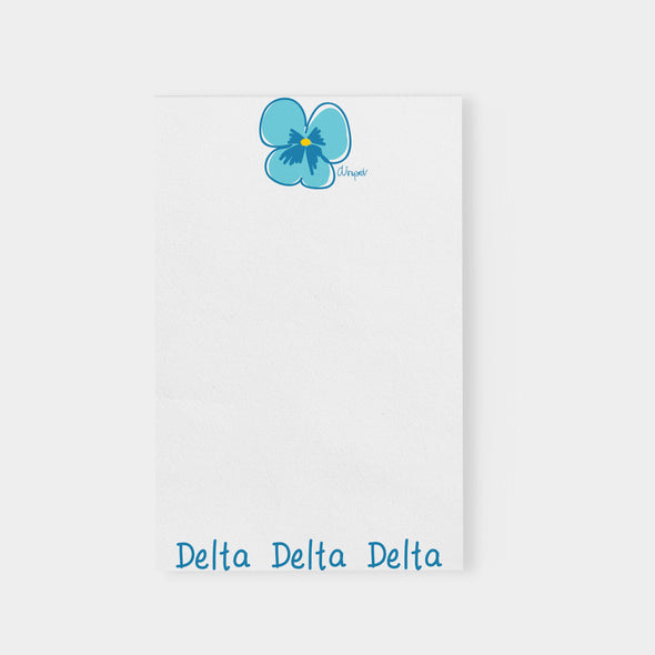 White Sorority Notepad with resealable clear cellophane sleeve packaging