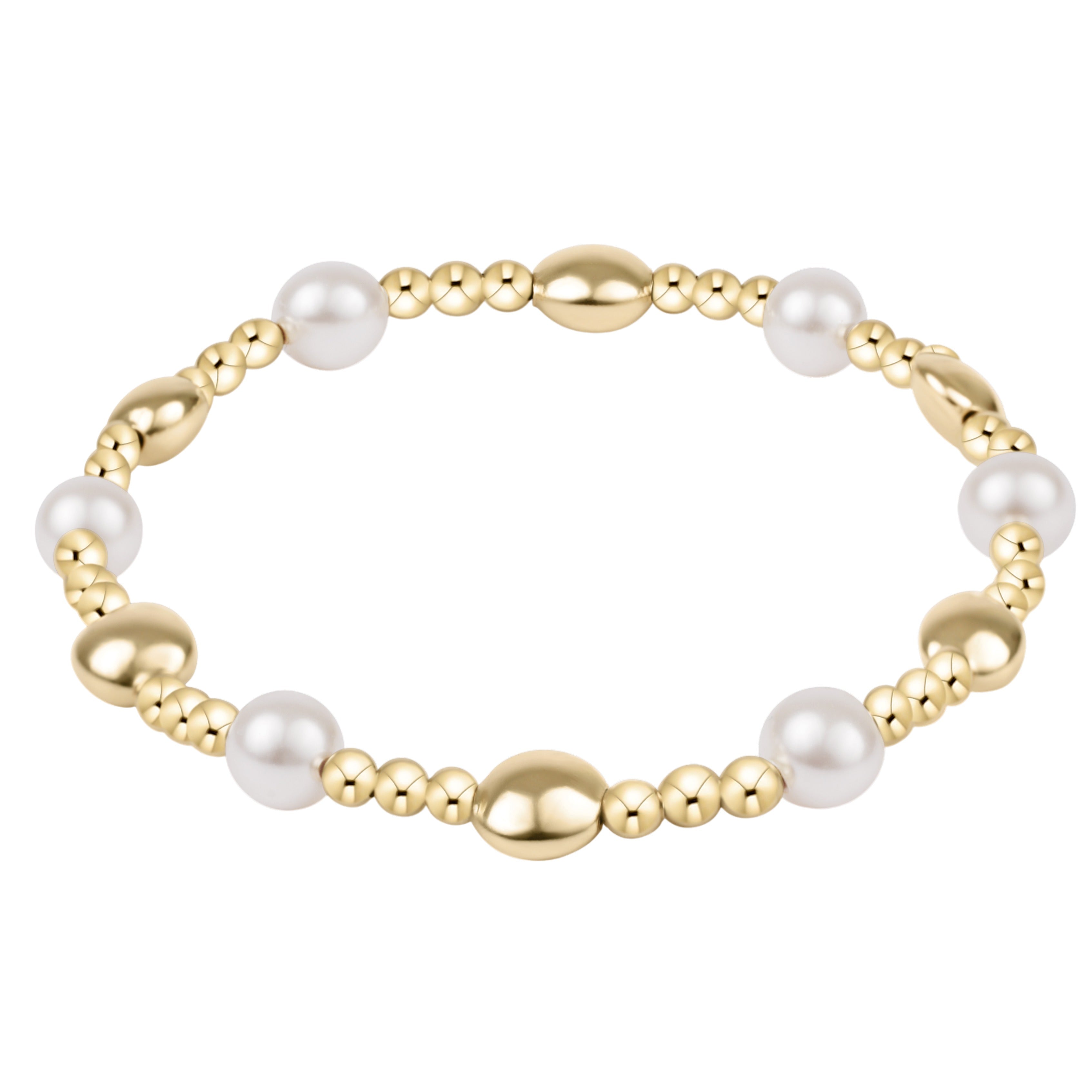 Honesty Sincerity Pearl 6mm Bracelet with gold-filled beads and white crystal pearls.