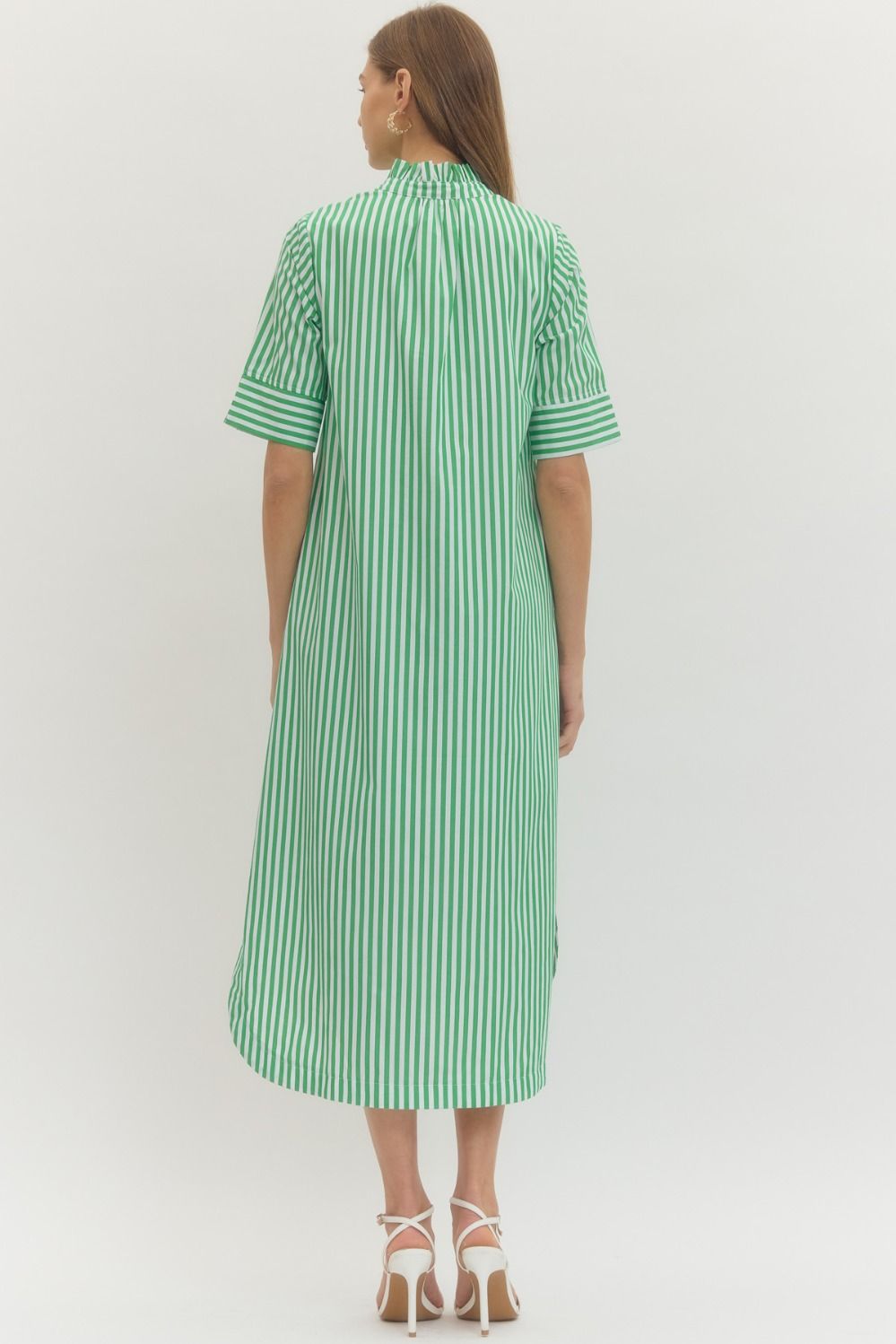 Ella Stripe ¾ Sleeve Midi Dress