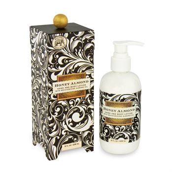 8 fl oz hand lotion bottle with aromatic peony scent