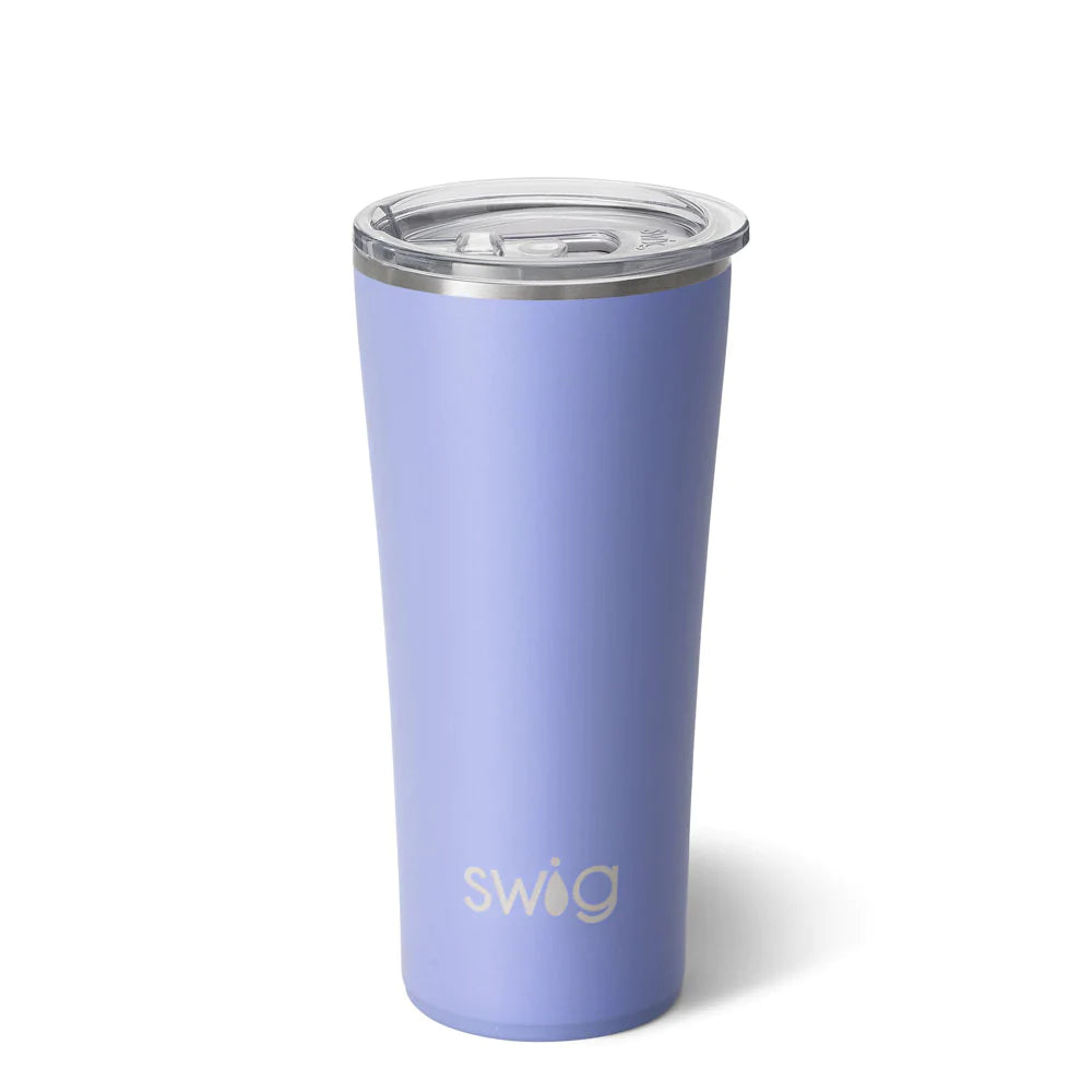 Matte black slim tumbler with silicone base holding up to 22oz