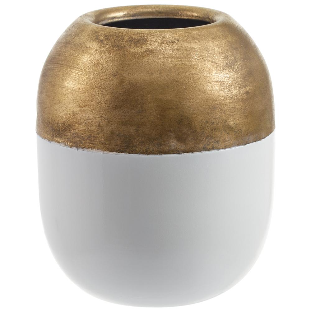 8.5-inch gold white metal pot with a rectangular shape