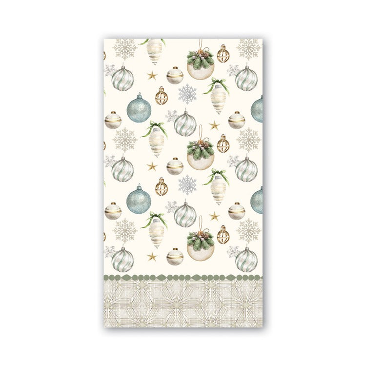 Pack of Hostess napkins in white with a subtle floral pattern.