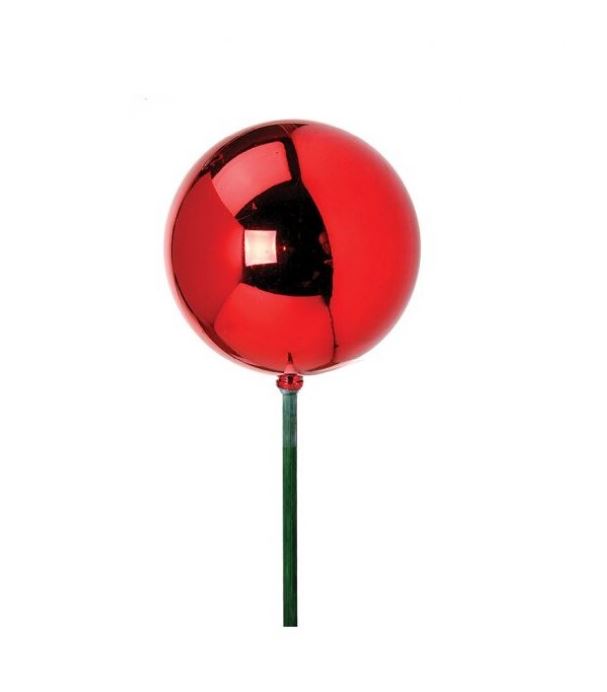 Stainless steel vacuum plate stake with a shiny spherical ball ornament on top.