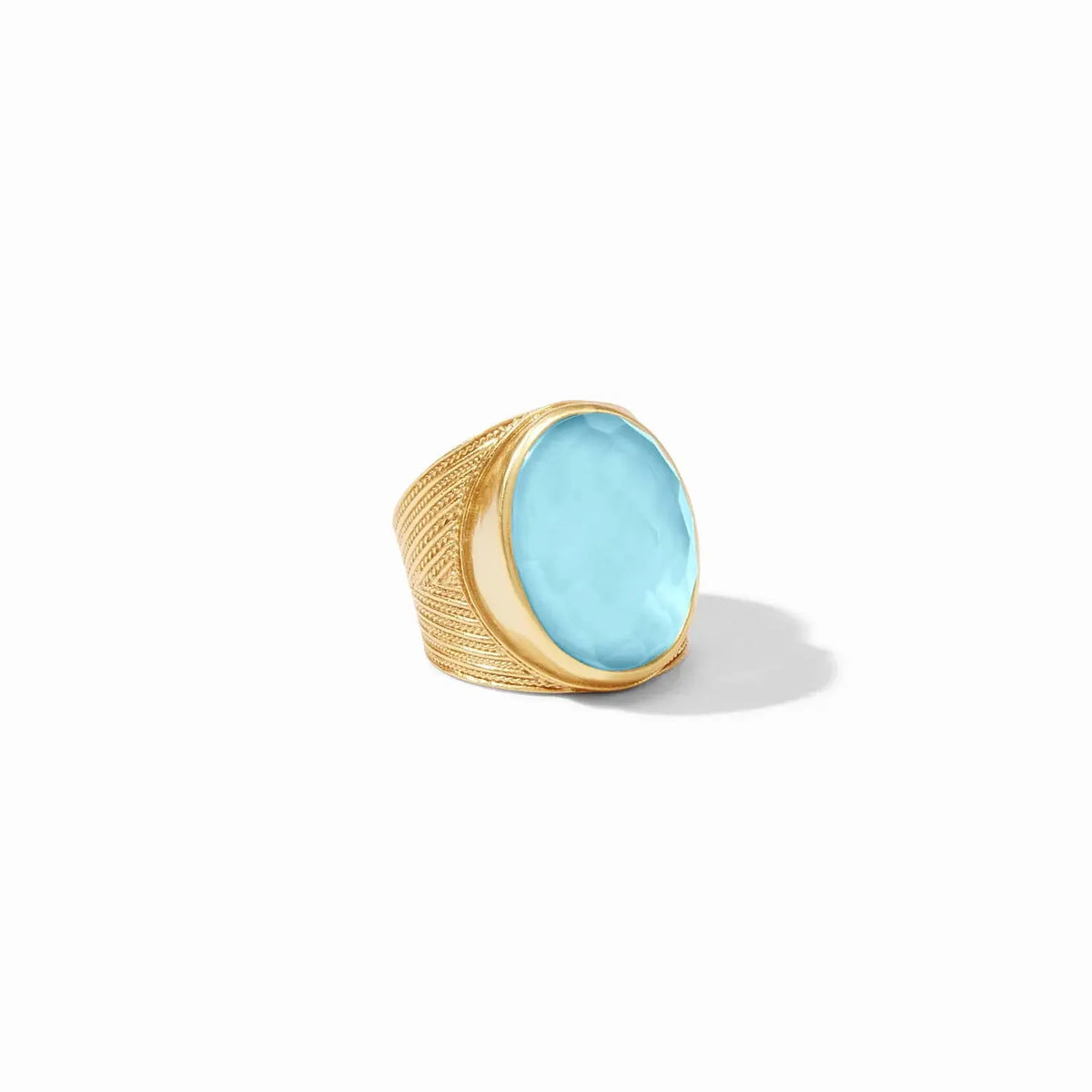 Verona Statement ring in iridescent capri blue with adjustable band