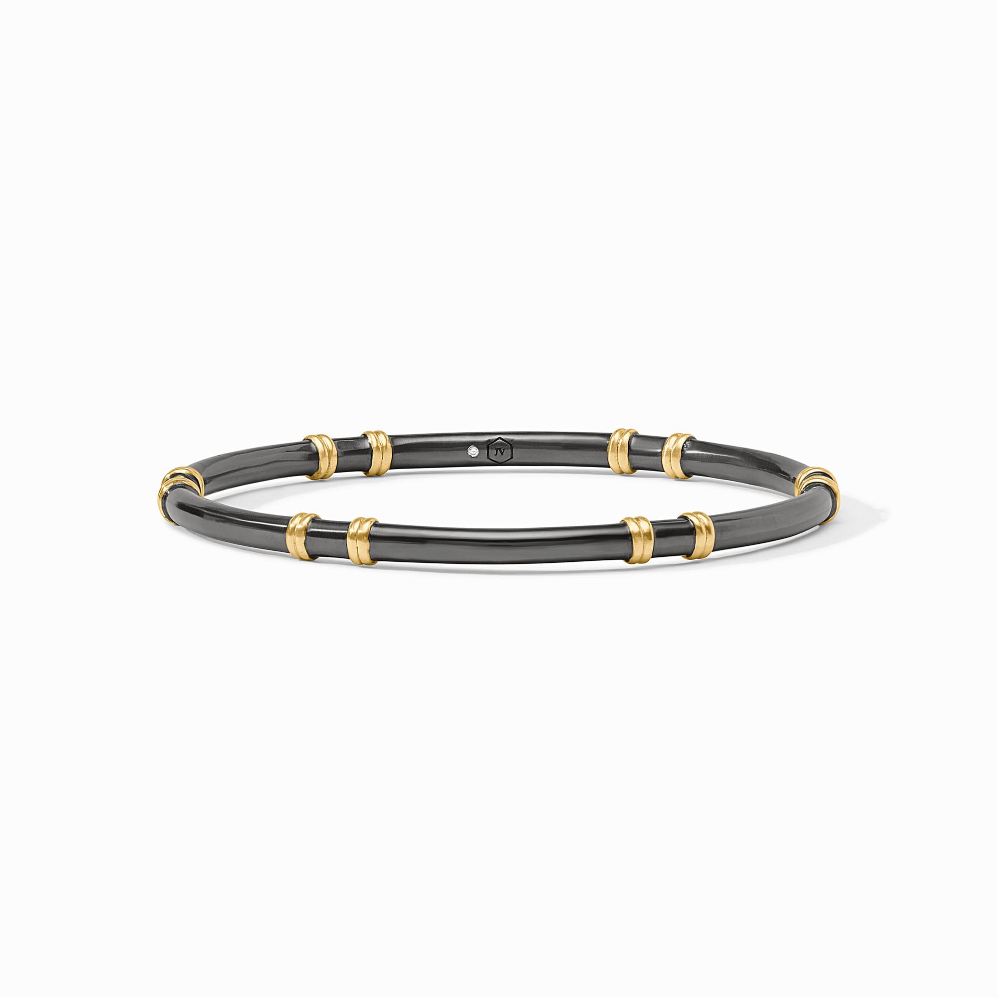 Tribeca Stacking Bangle in black with 24K gold plate accents.