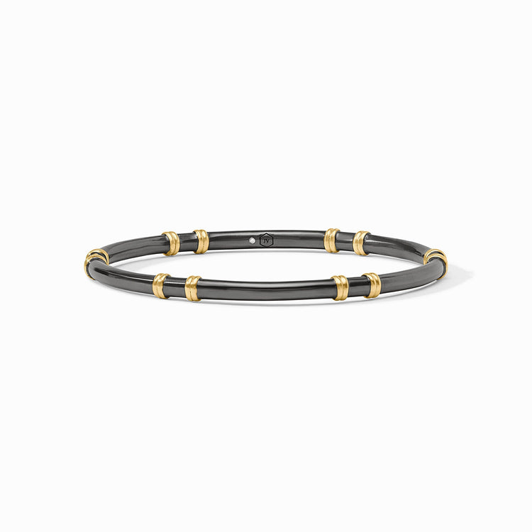 Tribeca Stacking Bangle in black with 24K gold plate accents.