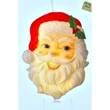 16-inch LED winking Santa Claus resin wall plaque with a red hat and holly detail.