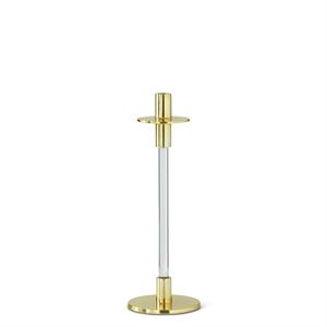 Metal slender taper candleholder with acrylic base in natural finish