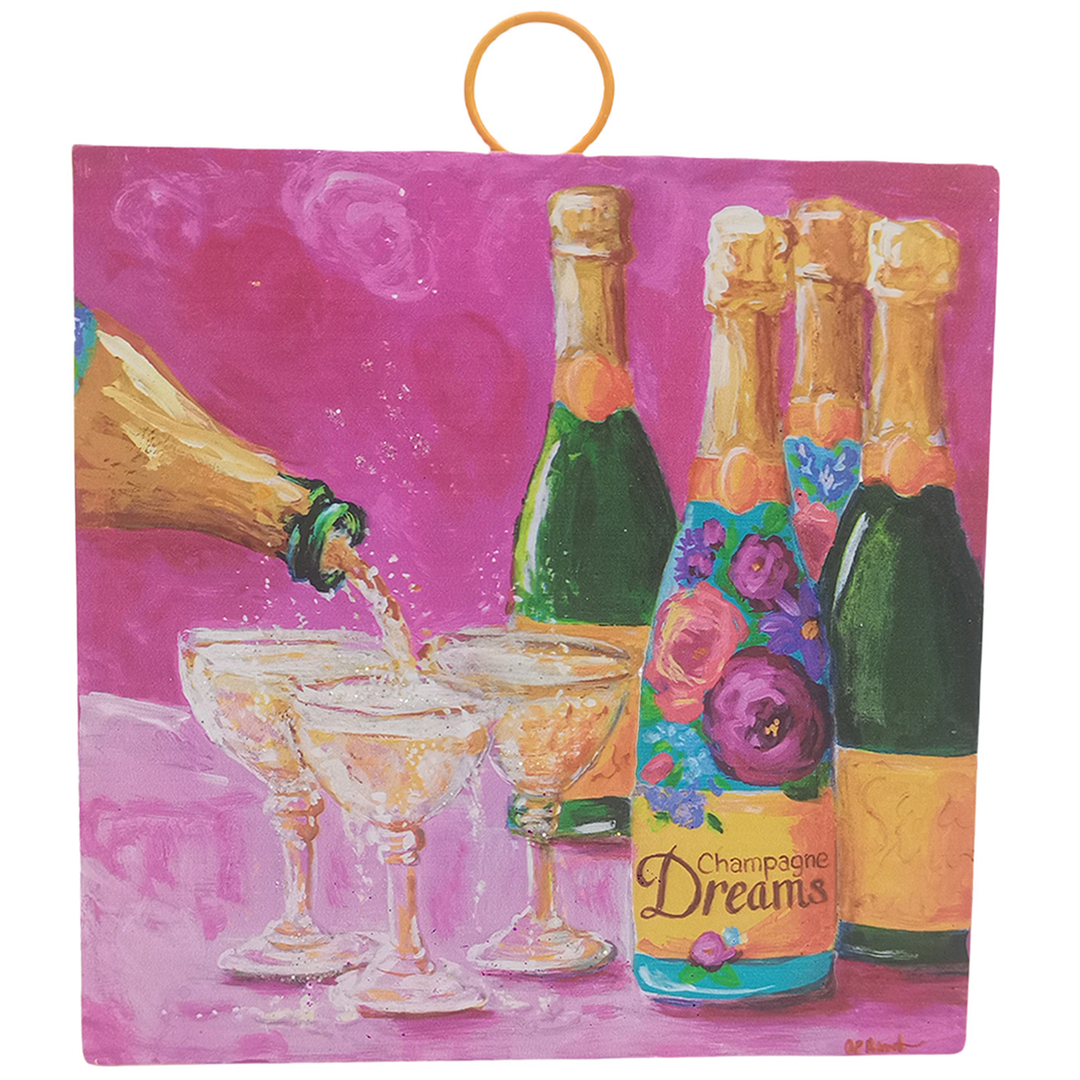 Mini Hamilton Champagne Dreams hanging ornament with champagne gold finish.
